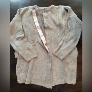 Cozy Fuzzy Open Cardigan in Light Gray